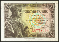 1 Peseta. 21 de Mayo de 1943. Serie L. (Edifil 2021: 447a). Apresto original. SC.