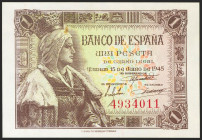 1 Peseta. 15 de Junio de 1945. Sin serie. (Edifil 2021: 448). Apresto original. SC-.