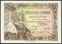 1 Peseta. 15 de Junio de 1945. Serie B. (Edifil 2021: 448a). Apresto original. SC.