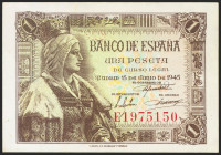 1 Peseta. 15 de Junio de 1945. Serie E. (Edifil 2021: 448a). Apresto original. SC-.