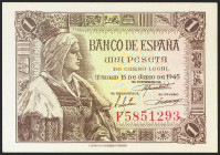 1 Peseta. 15 de Junio de 1945. Serie F. (Edifil 2021: 448a). Apresto original. SC.