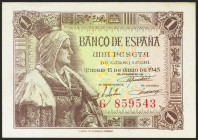 1 Peseta. 15 de Junio de 1945. Serie G. (Edifil 2021: 448a). Apresto original. SC.