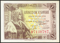 1 Peseta. 15 de Junio de 1945. Serie H. (Edifil 2021: 448a). Apresto original. SC-.