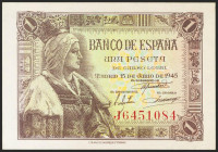 1 Peseta. 15 de Junio de 1945. Serie J. (Edifil 2021: 448a). Apresto original. SC.