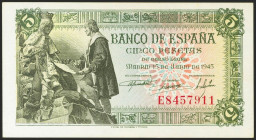 5 Pesetas. 15 de Junio de 1945. Serie E. (Edifil 2021: 449a). Apresto original. SC-.