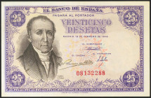 25 Pesetas. 19 de Febrero de 1946. Sin serie. (Edifil 2021: 450). Apresto original. EBC++.