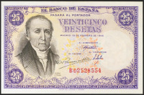 25 Pesetas. 19 de Febrero de 1946. Serie B. (Edifil 2021: 450a). Apresto original. SC-.