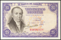 25 Pesetas. 19 de Febrero de 1946. Serie E. (Edifil 2021: 450a). Apresto original. SC-.