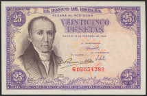 25 Pesetas. 19 de Febrero de 1946. Serie G. (Edifil 2021: 450a). Apresto original. SC.