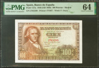 100 Pesetas. 2 de Mayo de 1948. Sin serie. (Edifil 2021: 456, Pick: 137a). SC. Encapsulado PMG64.