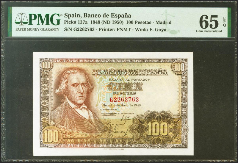 100 Pesetas. 2 de Mayo de 1948. Serie G. (Edifil 2021: 456a, Pick: 137a). Muy ra...