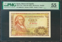 100 Pesetas. 2 de Mayo de 1948. Serie H. (Edifil 2021: 456a, Pick: 137a). EBC+. Encapsulado PMG55.