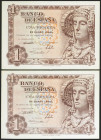 1 Peseta. 19 de Junio de 1948. Pareja correlativa. Sin serie. (Edifil 2021: 457). Apresto original. SC.