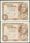 1 Peseta. 19 de Junio de 1948. Pareja correlativa, serie G. (Edifil 2021: 457a). Apresto original. SC.