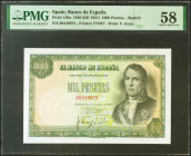 1000 Pesetas. 4 de Noviembre de 1949. Sin serie. (Edifil 2021: 458, Pick: 138a). Inusual en esta calidad. EBC++. Encapsulado PMG58.