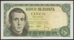 5 Pesetas. 16 de Agosto de 1951. Serie A. (Edifil 2021: 459a). Apresto original. SC-.