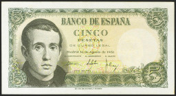 5 Pesetas. 12 de Abril de 1947. Serie F. (Edifil 2021: 459a). Conserva gran parte de su apresto original. EBC+.