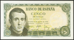 5 Pesetas. 12 de Abril de 1947. Serie R. (Edifil 2021: 459a). Apresto original. SC-.