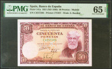 50 Pesetas. 31 de Diciembre de 1951. Serie C. (Edifil 2021: 462b, Pick: 141a). Inusual en esta excepcional calidad, apresto original. SC. Encapsulado ...