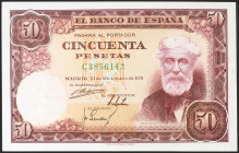 50 Pesetas. 31 de Diciembre de 1951. Serie C. (Edifil 2021: 462a). Apresto original. EBC++.