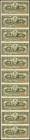 BANCO ESPAÑOL DE LA ISLA DE CUBA. 20 Centavos. 15 de Febrero de 1897. Pliego completo de 10 billetes. Serie I. (Edifil 2017: 85). Inusual. SC/SC-.