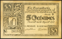GRAUS (HUESCA). 50 Céntimos. 28 de Agosto de 1937. (González: 2728). SC-.