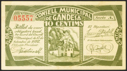 GANDESA (TARRAGONA). 10 Céntimos. 17 de Septiembre de 1937. Serie A. (González: 7961). SC-.
