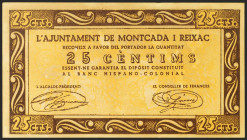 MONTCADA I REIXAC (BARCELONA). 25 Céntimos. 19 de Noviembre de 1937. (González: 8776). SC-.