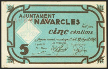 NAVARCLES (BARCELONA). 5 Céntimos. 27 de Agosto de 1937. (González: 8878). SC-.