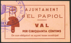 EL PAPIOL (BARCELONA). 50 Céntimos. 6 de Mayo de 1937. (González: 9149). Raro. SC.