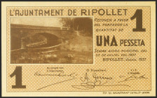 RIPOLLET (BARCELONA). 1 Peseta. 25 de Julio de 1937. (González: 9668). SC.