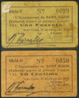 SANT GUIM (LERIDA). 50 Centimos y 1 Peseta. 17 de Mayo de 1937. Serie D y C, respectivamente. (González: 9854/55). Inusual serie completa. MBC+/MBC.