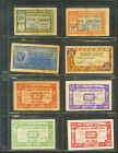 Conjunto de 41 billetes y dos monedas cartón de la Guerra Civil de diferentes localidades y en diversas calidades, alguno de ellos fantasías. SC-/RC. ...