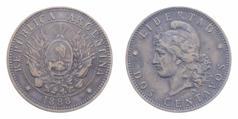 ARGENTINA 2 CENTAVOS 1888 CU. 9,66 GR. BB+