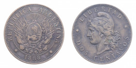ARGENTINA 2 CENTAVOS 1888 CU. 9,66 GR. BB+