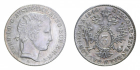 AUSTRIA FERDINANDO I 3 KREUZER 1846 A AG. 1,72 GR. SPL