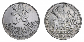 CECOSLOVACCHIA 100 KORUN 1949 AG. 13,96 GR. SPL-FDC