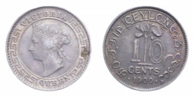 CEYLON VICTORIA 10 CENTS 1900 AG. 1,14 GR. qSPL/SPL+