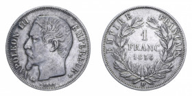 FRANCIA NAPOLEONE III 1 FRANC 1856 D (LIONE) AG. 4,94 GR. BB/BB+