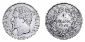 FRANCIA NAPOLEONE III 1 FRANC 1858 A (PARIS) AG. 4,95 GR. BB