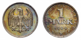 GERMANIA WEIMAR REPUBLIC 1 MARK 1924 F AG. 5,07 GR. qSPL (PATINATA)