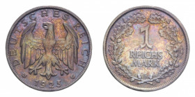 GERMANIA WEIMAR REPUBLIC 1 REICHSMARK 1925 G AG. 4,94 GR. BB-SPL (PATINATA)