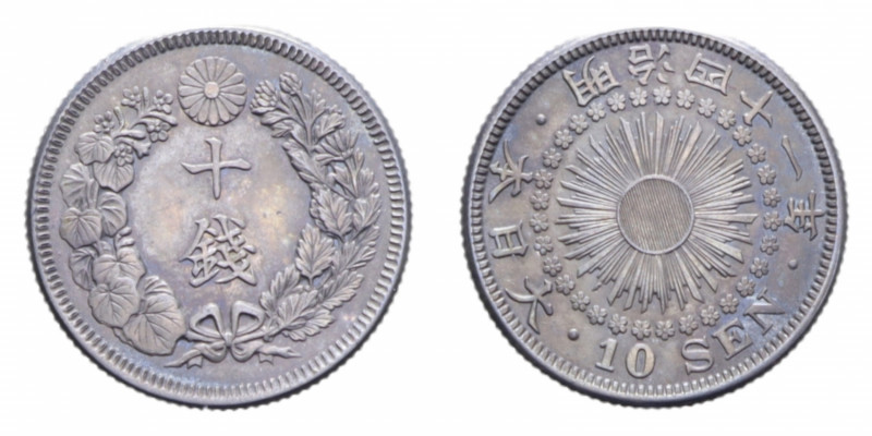 GIAPPONE MUTSUHITO 10 SEN 1907-1912 AG. 2,26 GR. SPL