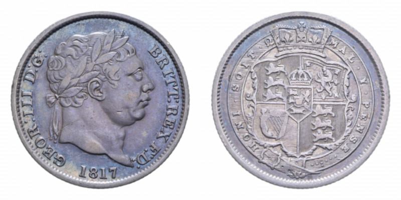 GRAN BRETAGNA GIORGIO III SHILLING 1817 AG. 5,51 GR. BB-SPL (GRAFFIO)
