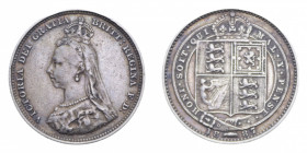 GRAN BRETAGNA VICTORIA SHILLING 1887 AG. 5,70 GR. BB-SPL (APPICCAGNOLO RIMOSSO)