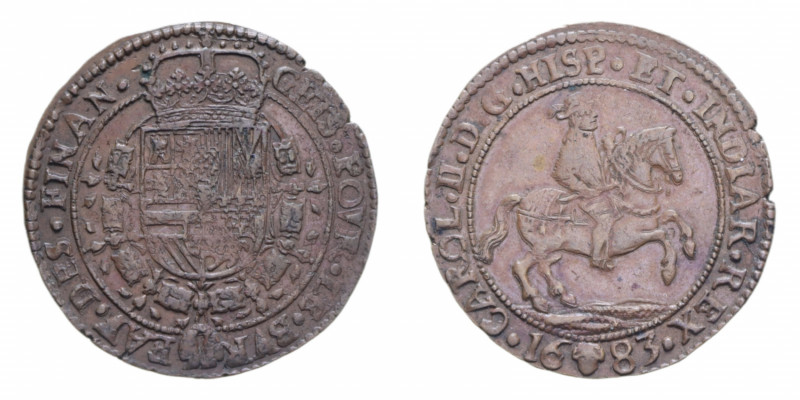 OLANDA COLONIA SPAGNOLA CHARLES II TOKEN 1683 CU. 6,29 GR. qSPL