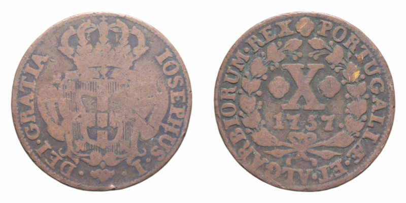 PORTOGALLO 10 REIS 1757 CU. 10,34 GR. MB-BB/qBB