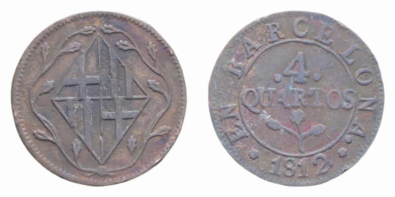 SPAGNA BARCELONA 4 QUARTOS 1812 CU. 8,31 GR. BB