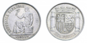 SPAGNA 1 PESETA 1933 (3-4) AG. 4,96 GR. BB-SPL