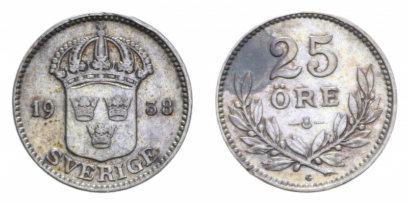SVEZIA 25 ORE 1938 G AG. 2,34 GR. BB-SPL